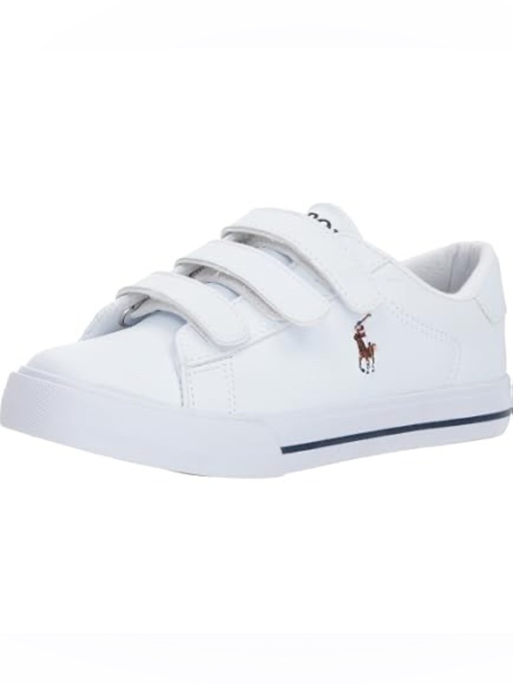 Ralph Lauren Kids White Velcro Polo Sneakers with Navy Trim Sz 3